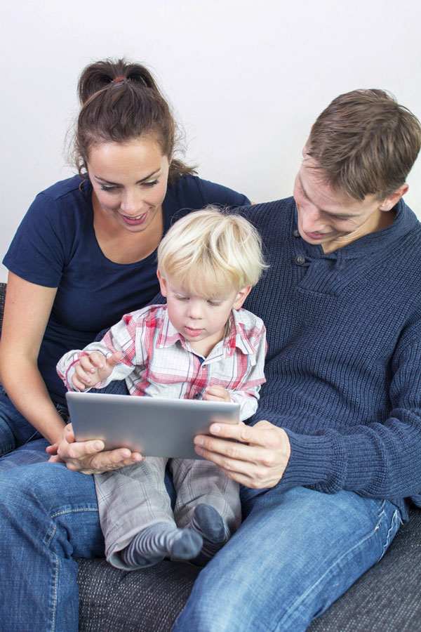 Family using tablet